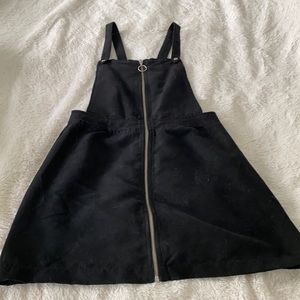 black overall dress